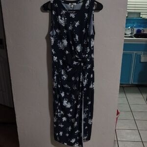 Floral Sleeveless Dress - Black and White